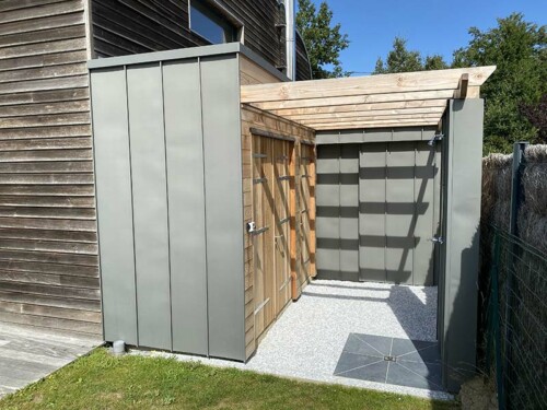 Structure ossature bois et bardage zinc pool house guérande 44 OCEAM tous corps d'état