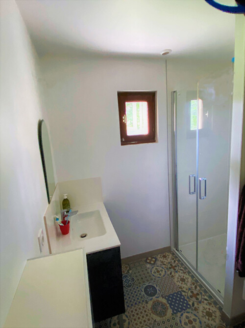 Extension ossature et bardage bois Brière OCEAM salle de bain